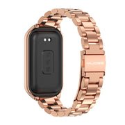 For Xiaomi Smart Band 8 Active / Redmi Band 2 Mijobs Metal Shell + Three-Bead Stainless Steel Watch Band(Rose Gold)
