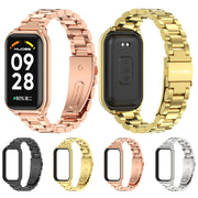 For Xiaomi Smart Band 8 Active / Redmi Band 2 Mijobs Metal Shell + Three-Bead Stainless Steel Watch Band(Rose Gold)