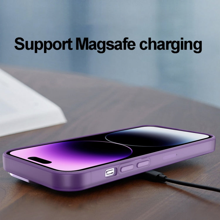 For iPhone 13 Pro Max Invisible Lens Bracket Matte Transparent Phone Case(Purple)