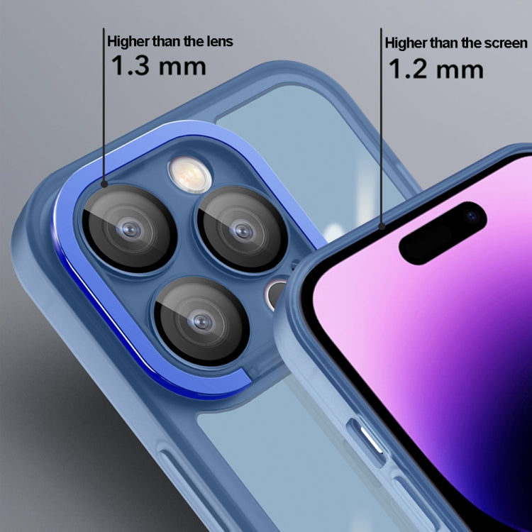 For iPhone 13 Pro Max Invisible Lens Bracket Matte Transparent Phone Case(Purple)