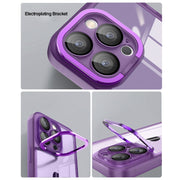 For iPhone 14 Pro Max Invisible Lens Bracket Matte Transparent Phone Case(Royal Blue)