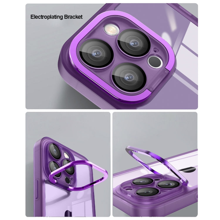 For iPhone 14 Pro Max Invisible Lens Bracket Matte Transparent Phone Case(Royal Blue)