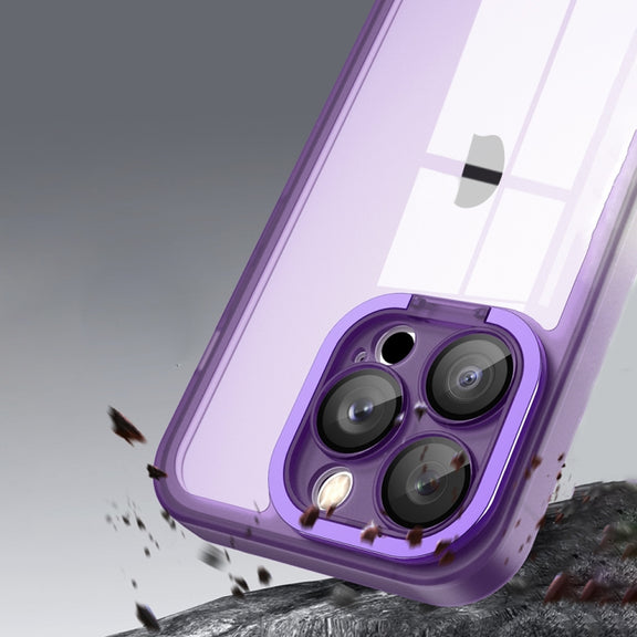 For iPhone 14 Pro Max Invisible Lens Bracket Matte Transparent Phone Case(Royal Blue)