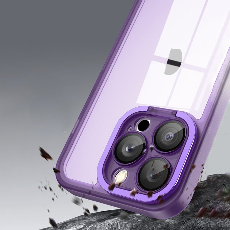 For iPhone 14 Pro Max Invisible Lens Bracket Matte Transparent Phone Case(Royal Blue)