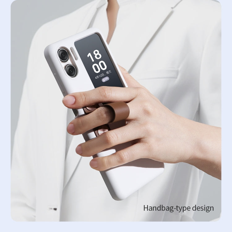For OPPO Find N2 Flip  NILLKIN Skin Feel Liquid Silicone Phone Case With Finger Strap(White)