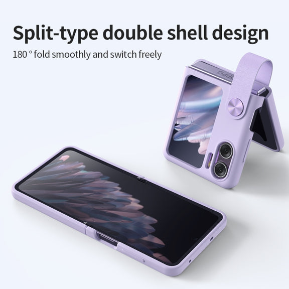 For OPPO Find N2 Flip  NILLKIN Skin Feel Liquid Silicone Phone Case With Finger Strap(White)