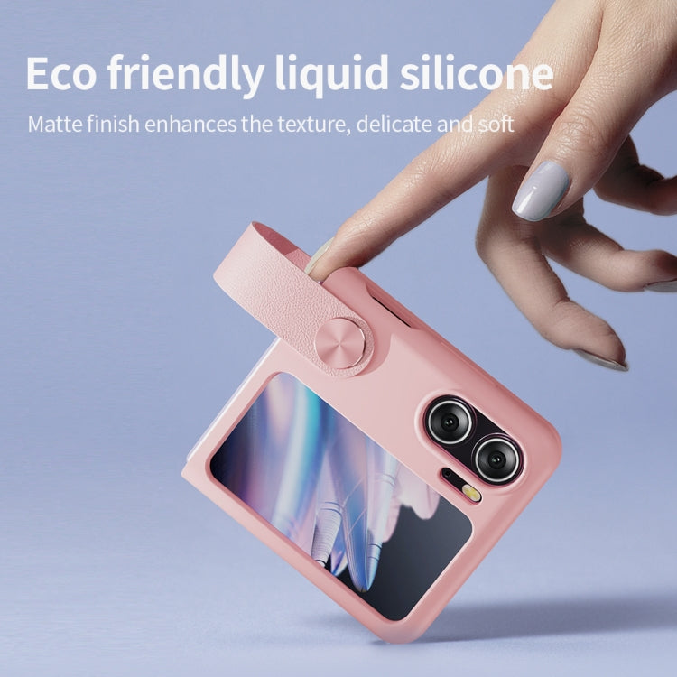 For OPPO Find N2 Flip NILLKIN Skin Feel Liquid Silicone Phone Case With Finger Strap(Black)