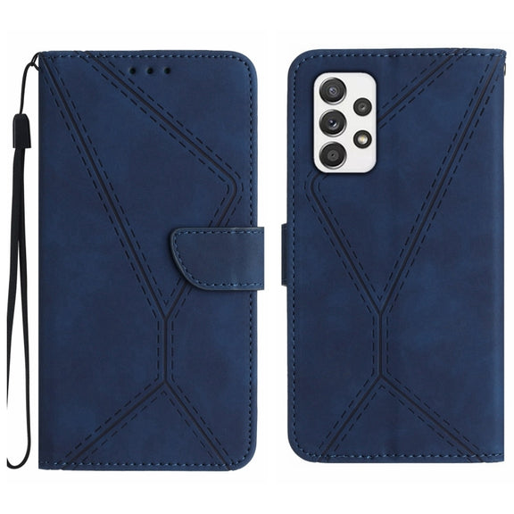 For Samsung Galaxy A23 4G / 5G Stitching Embossed Leather Phone Case(Blue)