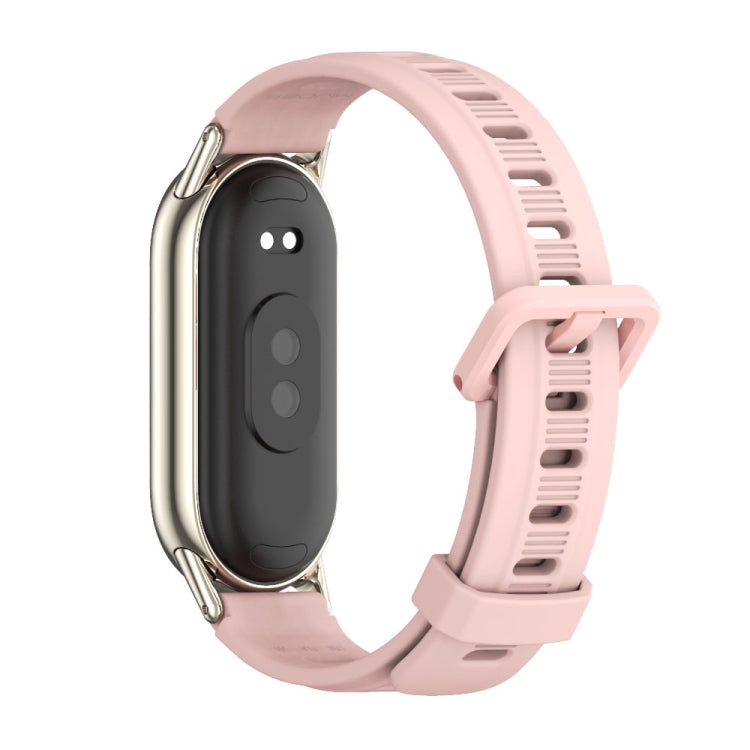 For Xiaomi Mi Band 8 / 9 / 9 NFC Mijobs Flat Hole Breathable Silicone Watch Band(Pink+Light Gold)