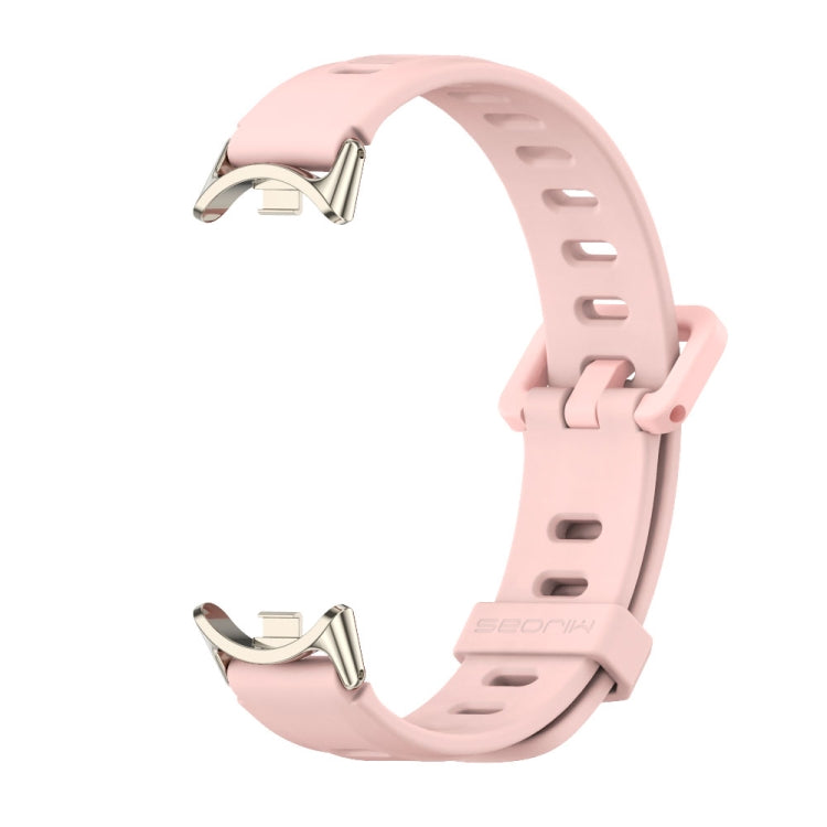 For Xiaomi Mi Band 8 / 9 / 9 NFC Mijobs Flat Hole Breathable Silicone Watch Band(Pink+Light Gold)