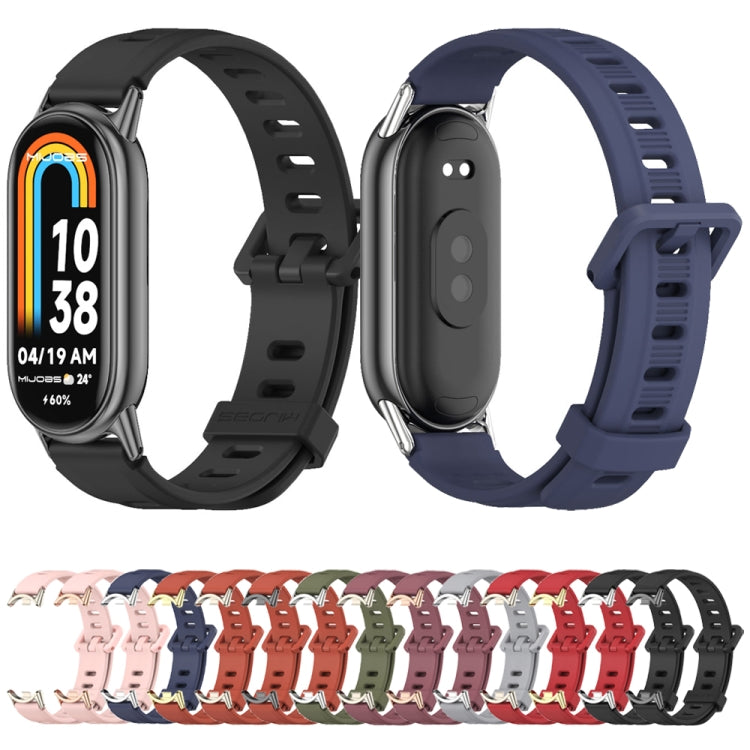 For Xiaomi Mi Band 8 / 9 / 9 NFC Mijobs Flat Hole Breathable Silicone Watch Band(Pink+Light Gold)