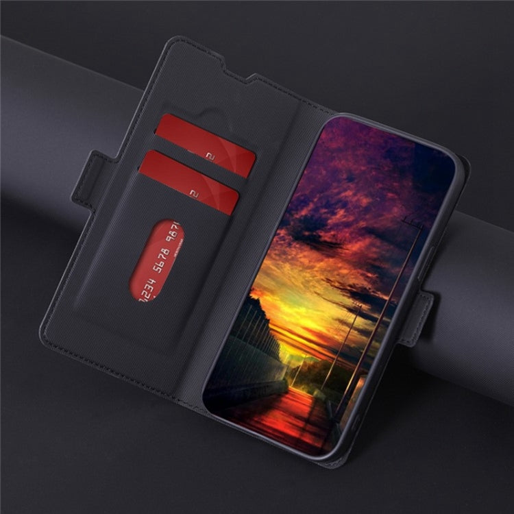 For OPPO A38 4G / A18 4G Twill Texture Side Button Leather Phone Case(Black)