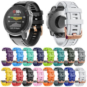 For Garmin Fenix 7S / 6S Pro / 5S Plus 20mm Rose Gold Buckle Silicone Watch Band(White)