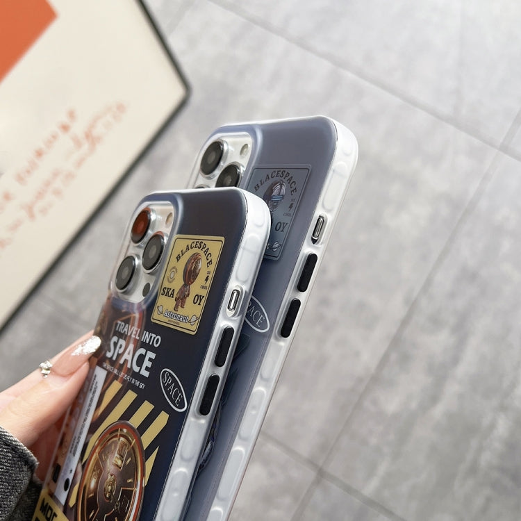 For iPhone 14 Pro Dual-side IMD Astronaut Frosted Phone Case(Black Gold)