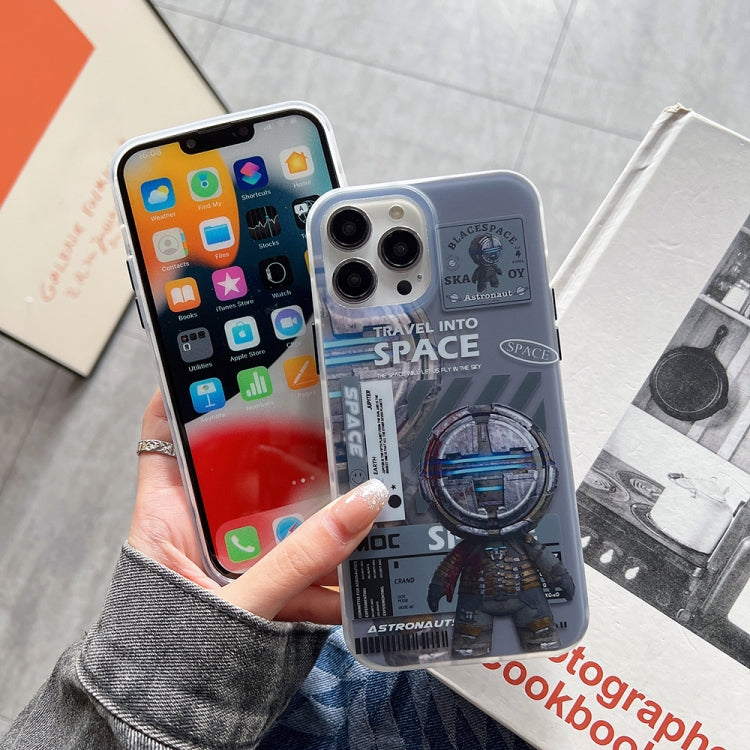 For iPhone 14 Pro Dual-side IMD Astronaut Frosted Phone Case(Black Gold)