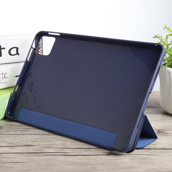 For Xiaomi Pad 6 / Pad 6 Pro Three-fold Holder Flip Tablet Leather Case(Dark Blue)