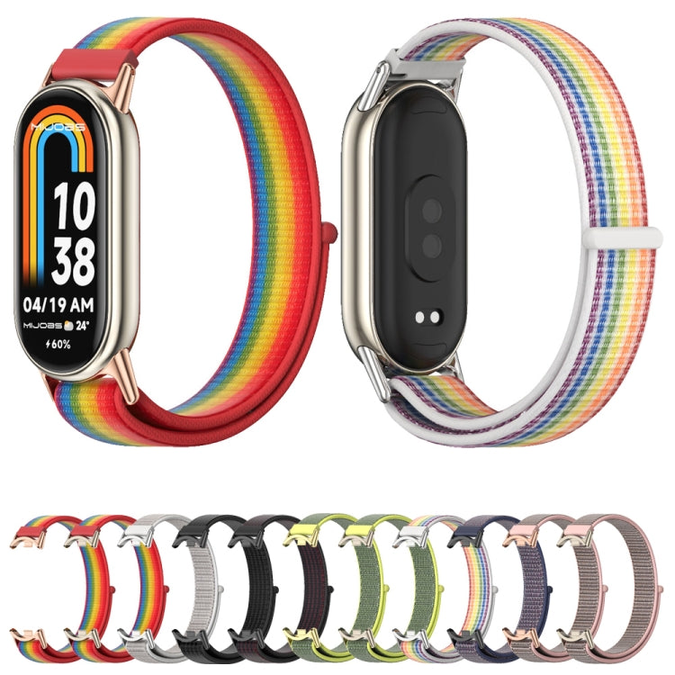 For Xiaomi Mi Band 8 / 9 / 9 NFC Mijobs Breathable Nylon Loop Watch Band(Sea Shell Silver)