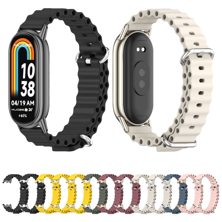 For Xiaomi Mi Band 8 / 9 / 9 NFC Mijobs Marine Silicone Breathable Watch Band(Pink Light Gold)