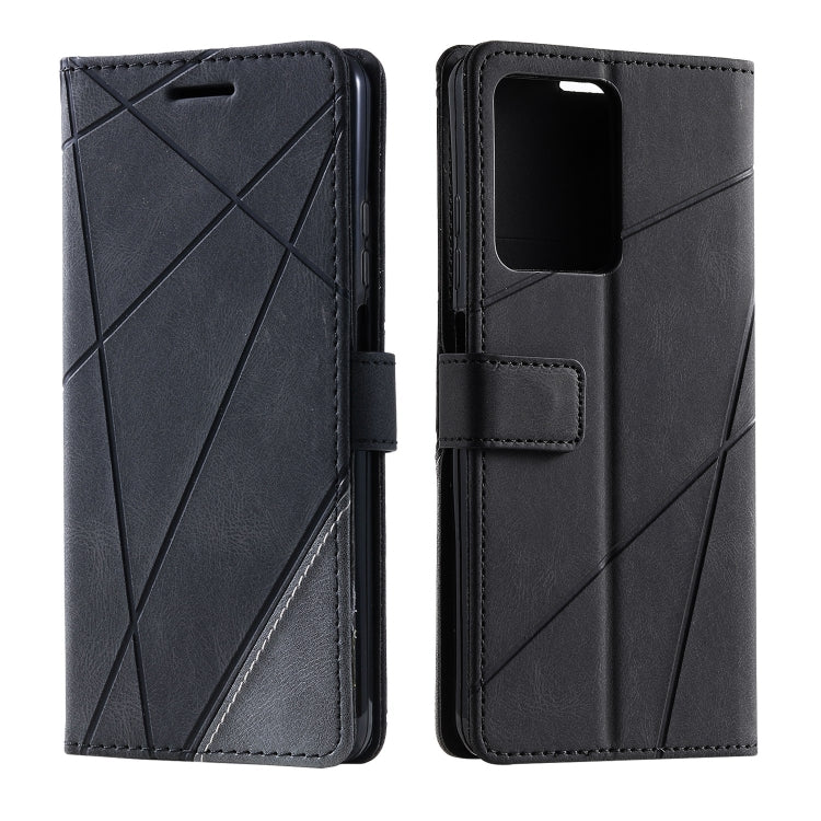For Redmi Note 12 5G Skin Feel Splicing Horizontal Flip Leather Phone Case(Black)