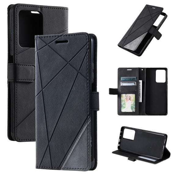 For Redmi Note 12 5G Skin Feel Splicing Horizontal Flip Leather Phone Case(Black)