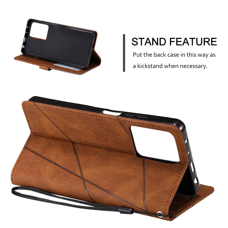 For Redmi Note 12 Pro 5G Global Skin Feel Splicing Horizontal Flip Leather Phone Case(Brown)