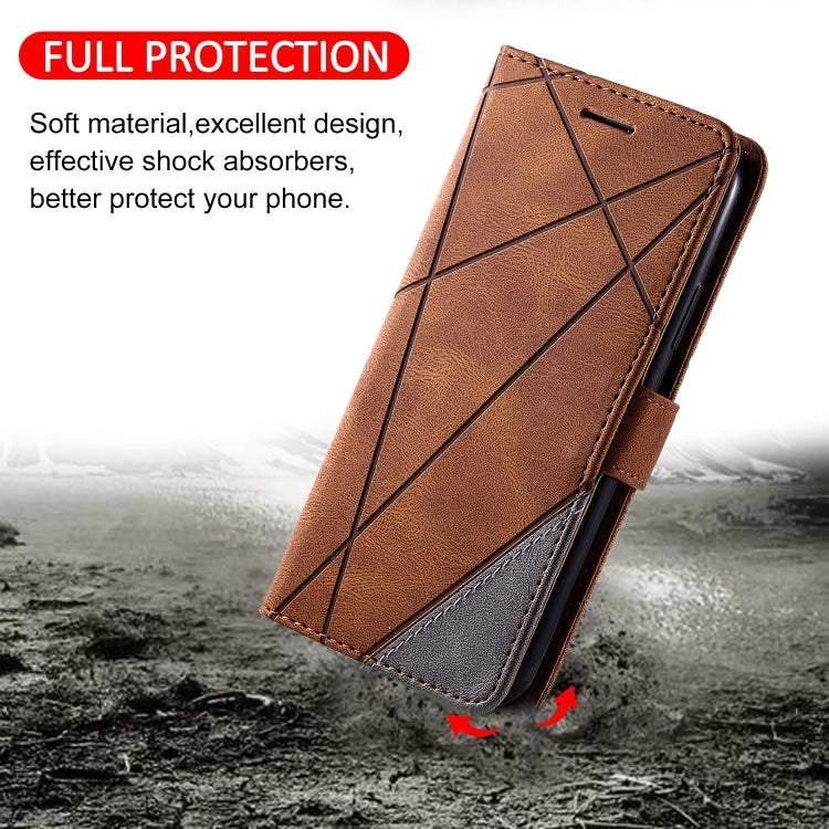 For Redmi Note 12 Pro 5G Global Skin Feel Splicing Horizontal Flip Leather Phone Case(Brown)