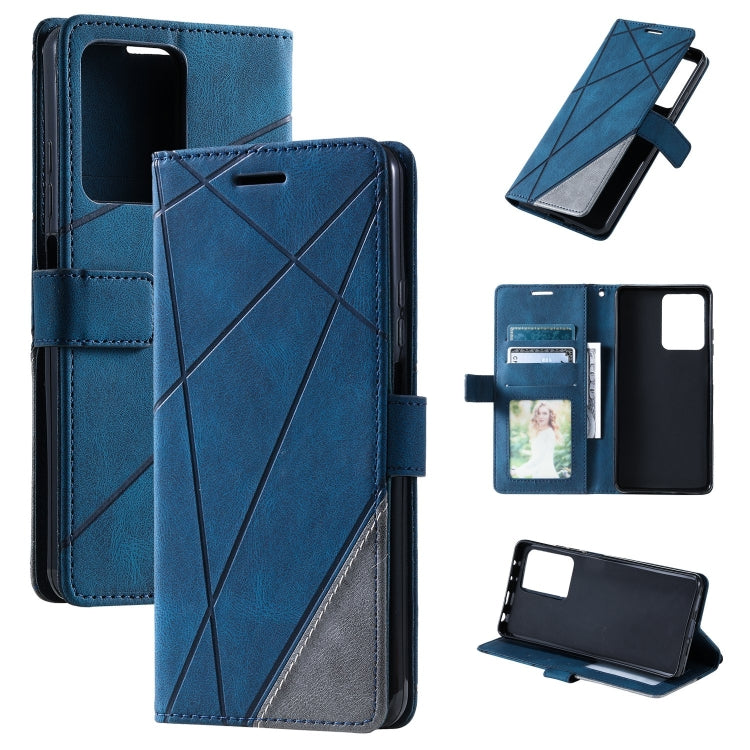 For Redmi Note 12 Pro+ Skin Feel Splicing Horizontal Flip Leather Phone Case(Blue)