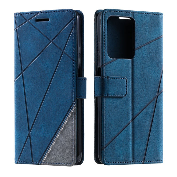 For Redmi Note 12 Pro+ Skin Feel Splicing Horizontal Flip Leather Phone Case(Blue)