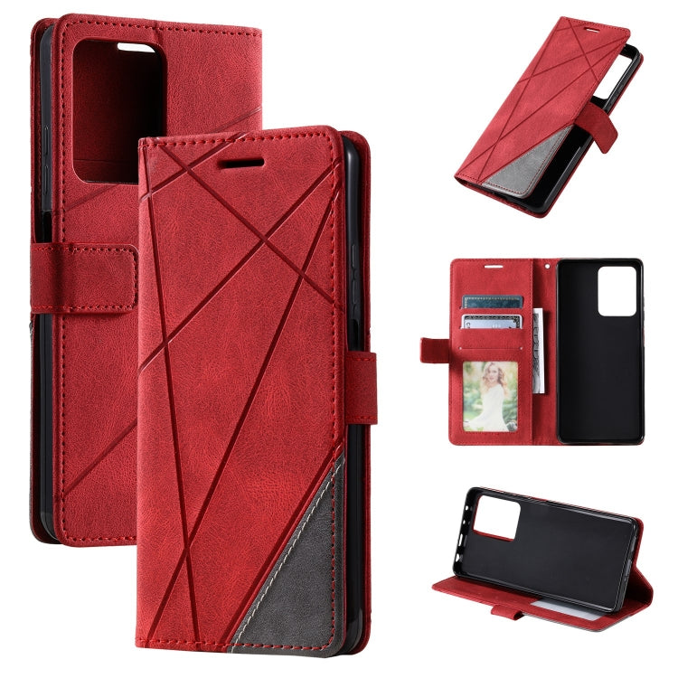 For Redmi Note 12 Pro Speed Skin Feel Splicing Horizontal Flip Leather Phone Case(Red)