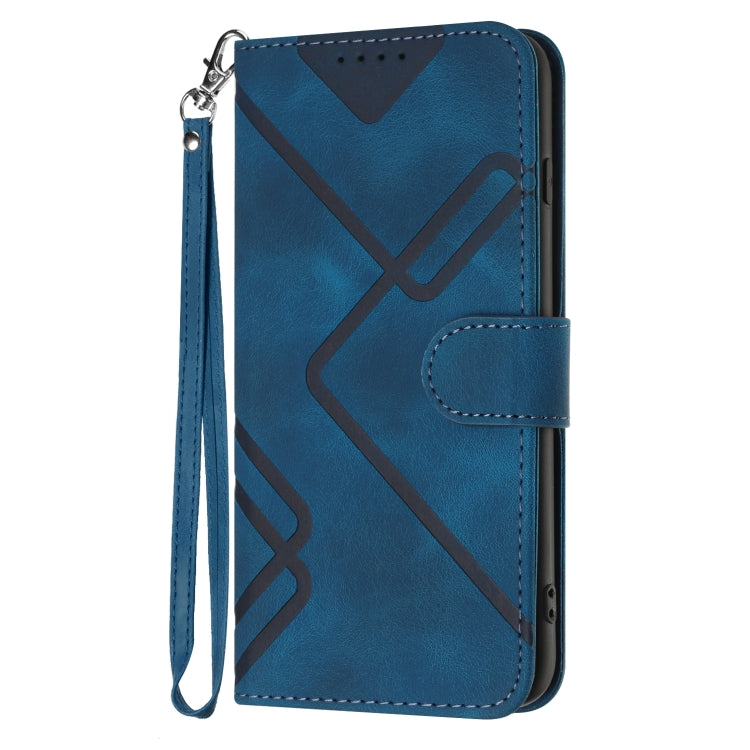 For Honor 70 Lite Line Pattern Skin Feel Leather Phone Case(Royal Blue)