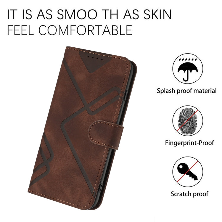 For Honor 8S Line Pattern Skin Feel Leather Phone Case(Coffee)