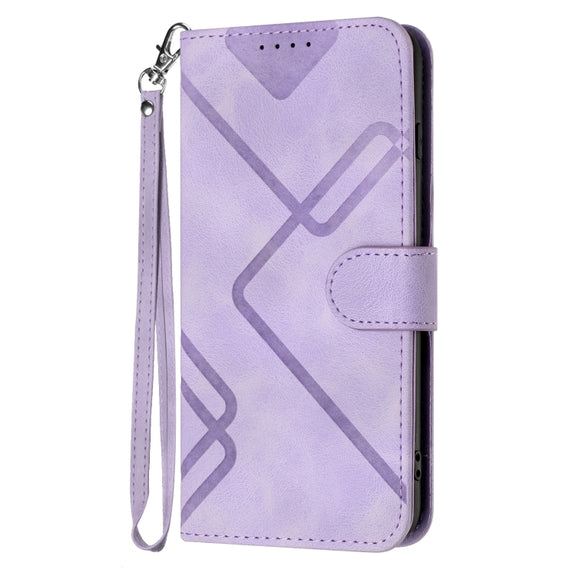 For Honor 8S Line Pattern Skin Feel Leather Phone Case(Light Purple)