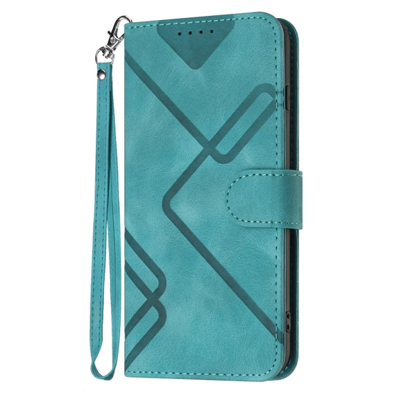 For Honor 8S Line Pattern Skin Feel Leather Phone Case(Light Blue)