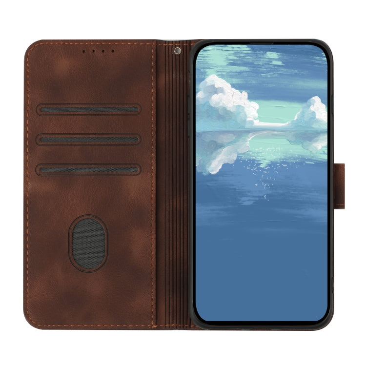 For Honor 70 Pro / 70 Pro+ Line Pattern Skin Feel Leather Phone Case(Coffee)