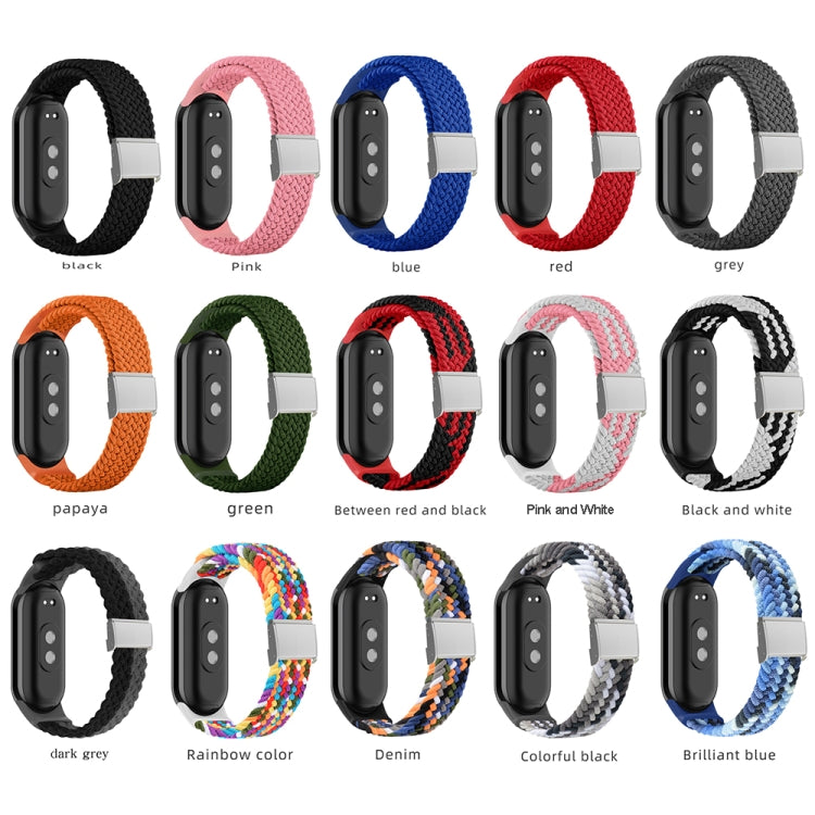 For Xiaomi Mi Band 8 Adjustable Nylon Braided Steel Buckle Watch Band(Orange)