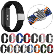 For Xiaomi Mi Band 8 Adjustable Nylon Braided Steel Buckle Watch Band(Rainbow)