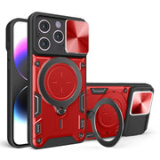 For iPhone 14 Pro CD Texture Sliding Camshield Magnetic Holder Phone Case(Red)