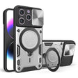 For iPhone 14 Pro CD Texture Sliding Camshield Magnetic Holder Phone Case(Silver) - free shipping - PMC TechLife - Order now!