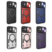 For iPhone 12 CD Texture Sliding Camshield Magnetic Holder Phone Case(Blue)
