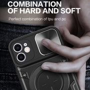 For iPhone 12 CD Texture Sliding Camshield Magnetic Holder Phone Case(Blue)