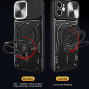 For iPhone 12 CD Texture Sliding Camshield Magnetic Holder Phone Case(Silver)