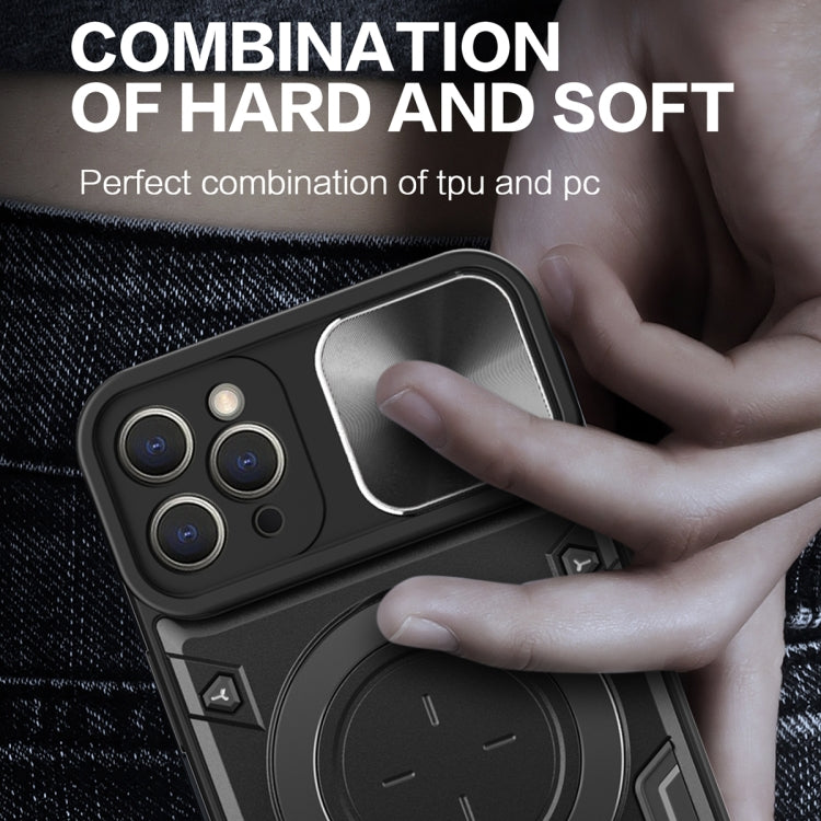 For iPhone 11 Pro CD Texture Sliding Camshield Magnetic Holder Phone Case(Silver)