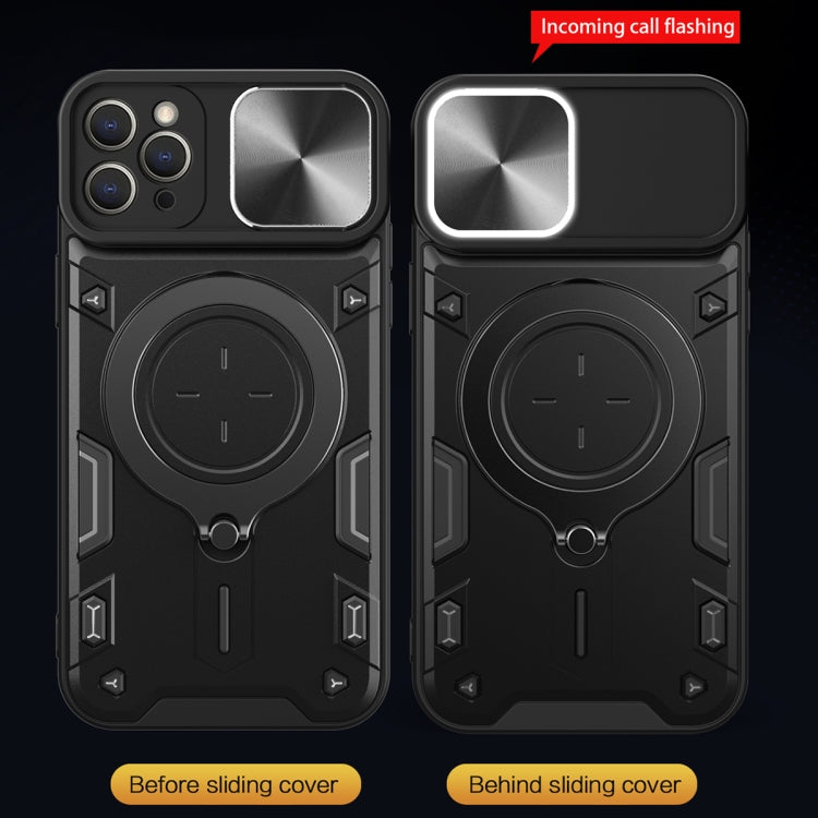 For iPhone 11 Pro Max CD Texture Sliding Camshield Magnetic Holder Phone Case(Silver)