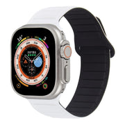 For Apple Watch 5 40mm Loop Magnetic Silicone Watch Band(White Black)