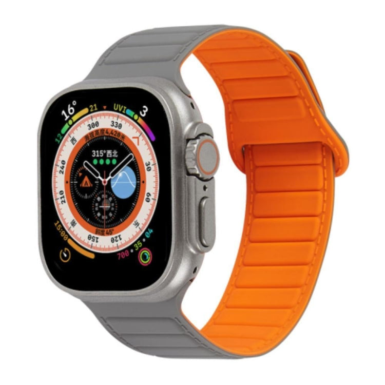 For Apple Watch 2 38mm Loop Magnetic Silicone Watch Band(Grey Orange)
