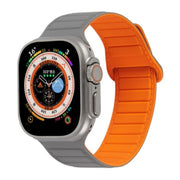 For Apple Watch 2 38mm Loop Magnetic Silicone Watch Band(Grey Orange)