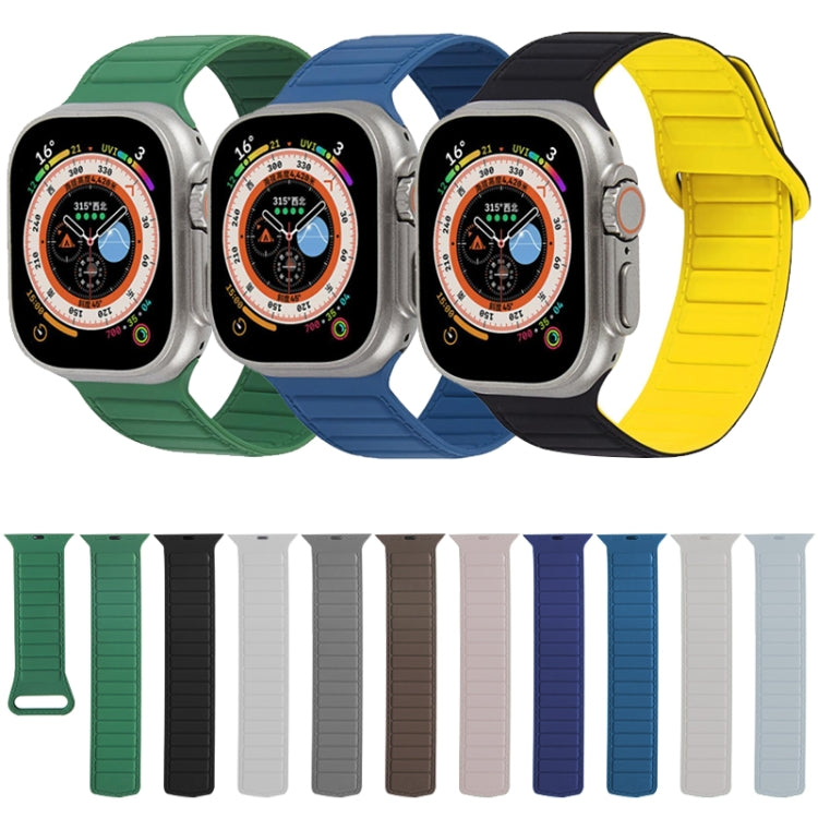 For Apple Watch 42mm Loop Magnetic Silicone Watch Band(Grey Orange)