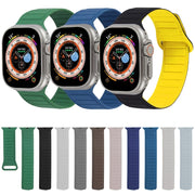 For Apple Watch 42mm Loop Magnetic Silicone Watch Band(Grey Orange)