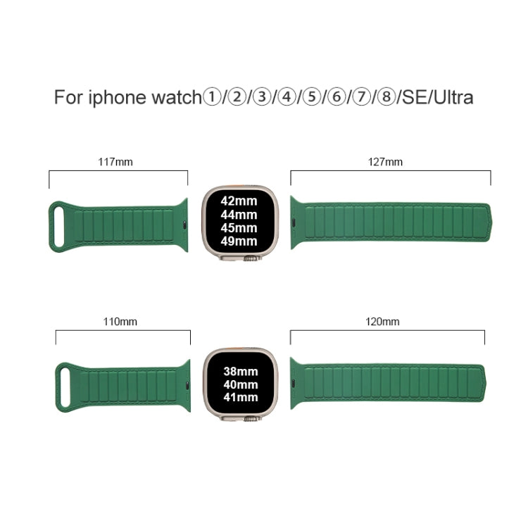 For Apple Watch 42mm Loop Magnetic Silicone Watch Band(Grey Orange)