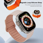 For Apple Watch 3 38mm Loop Magnetic Silicone Watch Band(Grey Orange)